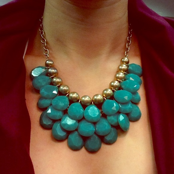 Nordstrom Jewelry - Teal Aqua Bold Cocktail Party Necklace Boho Bold