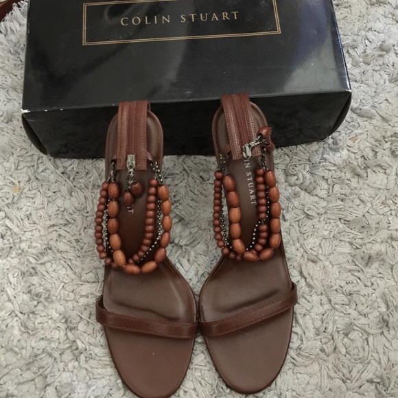 Colin Stuart beaded ankle heels.