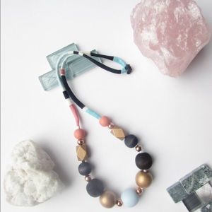 Hand Painted and Hand Dyed Timber Beads Necklace.