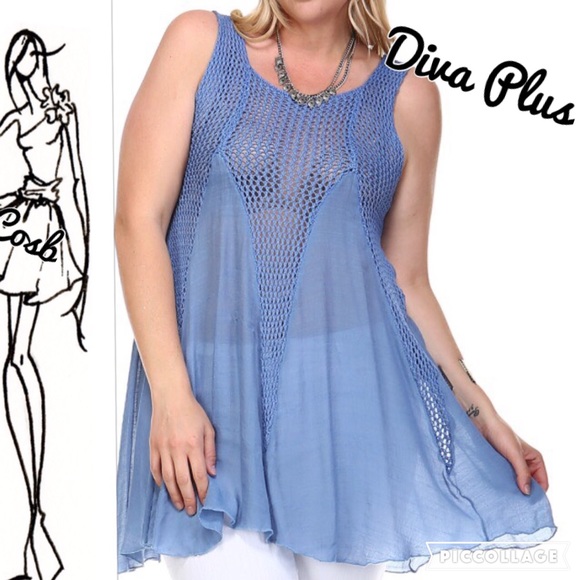Cosb Tops - 1 Left 2X's HP!!🎉Azure Diva Plus Knit Top