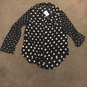 My Michelle Black & White Polka Dot Blouse