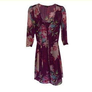 Express button up tie shift dress