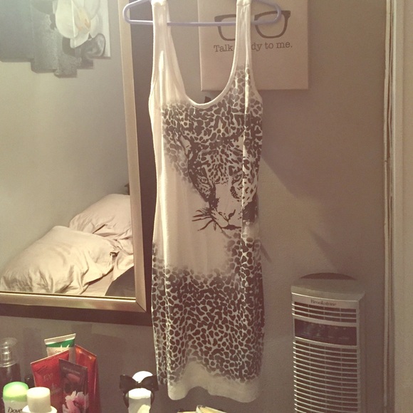 Leopard Print White Tunic - Bathing Suit Coverup