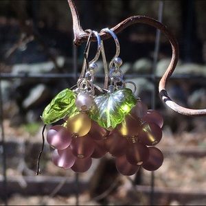Grape cluster dangling earrings