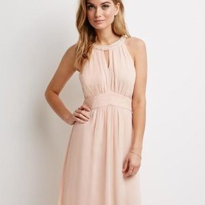 NWT F21 Chiffon maxi dress with beaded neckline