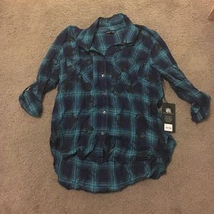 Rock & Republic Blue & Black Skull Button Down