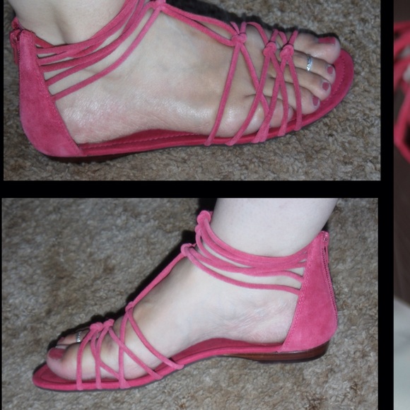 Pink NINE WEST Gladiator Zip Sandals sz 9 1/2 med