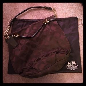 COACH Op Art Signature Brooke Sateen Hobo