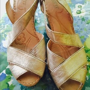 Champagne metallic platform sandals gold/silver