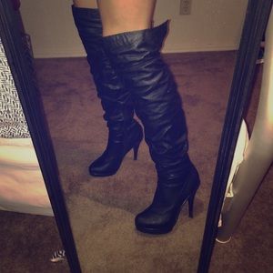 Over the knee black boots!