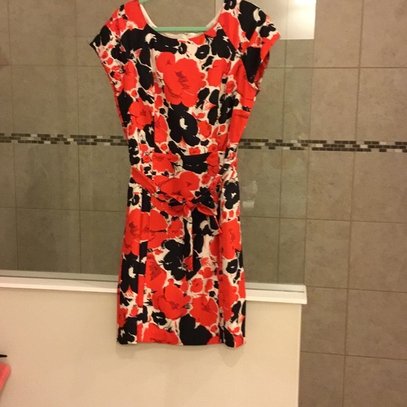 Red, white and black print summer dress