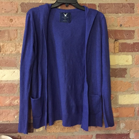 American Eagle Outfitters Sweaters - American Eagle Blue Hooded Cardigan