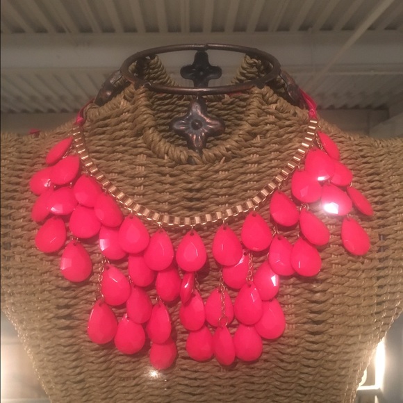 Hot Pink & Gold Statement Necklace