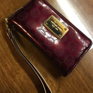 Michael Kors Patented Leather "Burgundy" Wristlet