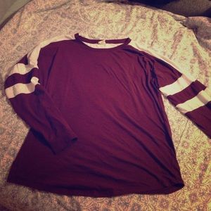 Victoria Secret Long sleeve maroon and white top!