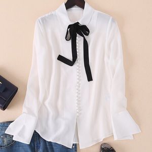 100% Silk Blouse with Bow Tie