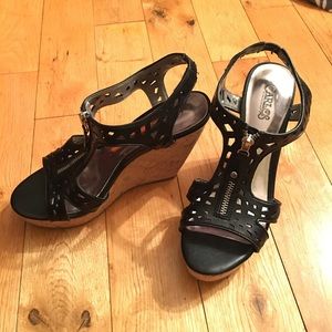 Carlos Santana Black Wedges Size 7.5