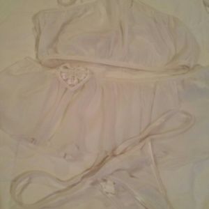 3 pc Solid White Sheer Naughty Set