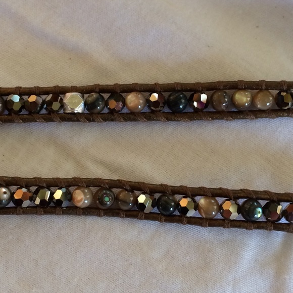 🍃💕St/Silver Abalone & Crystal Mix Wrap Bracelet - Picture 5 of 5