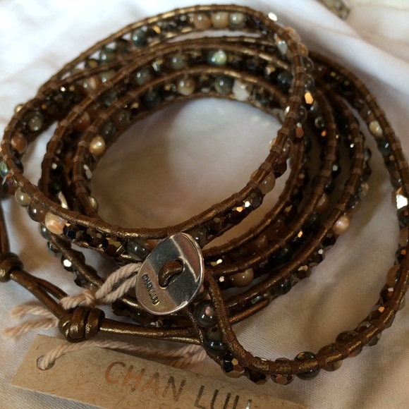 🍃💕St/Silver Abalone & Crystal Mix Wrap Bracelet - Picture 4 of 5