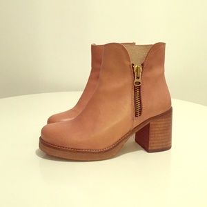 Anthropologie light tan/peach boots
