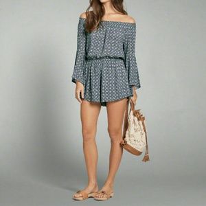 Pattern off the shoulder romper