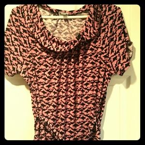 Pink top with black birds