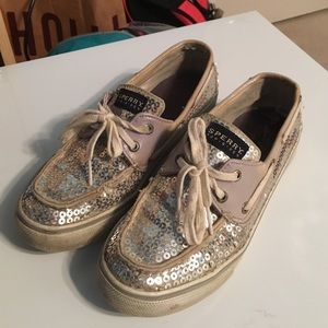 Sperry Top-Sider silver sequin boat shoe
