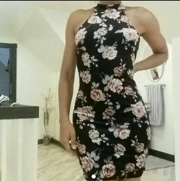 Suede halter mini dress