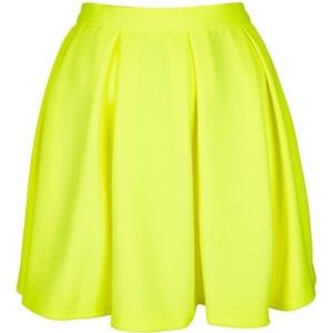 Topshop neon yellow pleated skirt