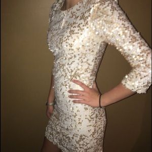 White and Gold Sequin Dress
