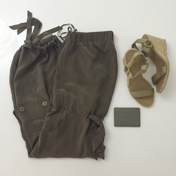 Silk Strapless Cargo Jumpsuit in Foggy Taupe