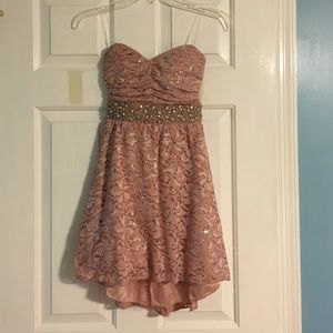 MyMichelle Strapless Pink Dress w/ Beads & Sequins