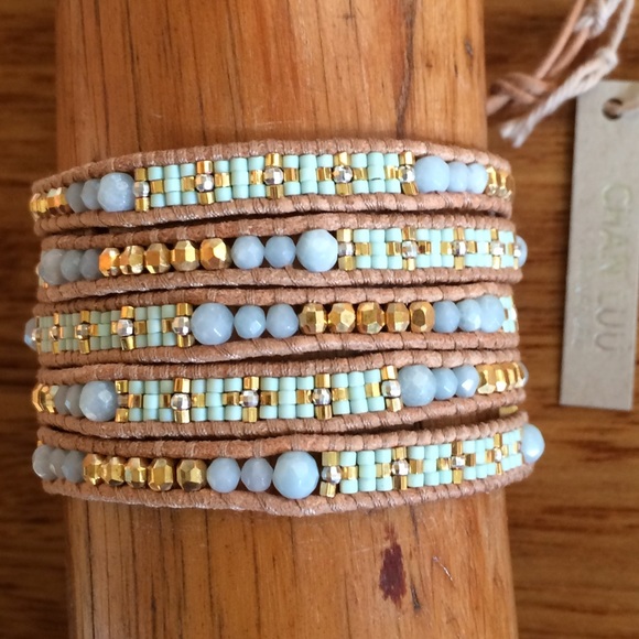 🍃💖Amazonite SS 18k GP Sectioned Wrap Bracelet - Picture 3 of 4