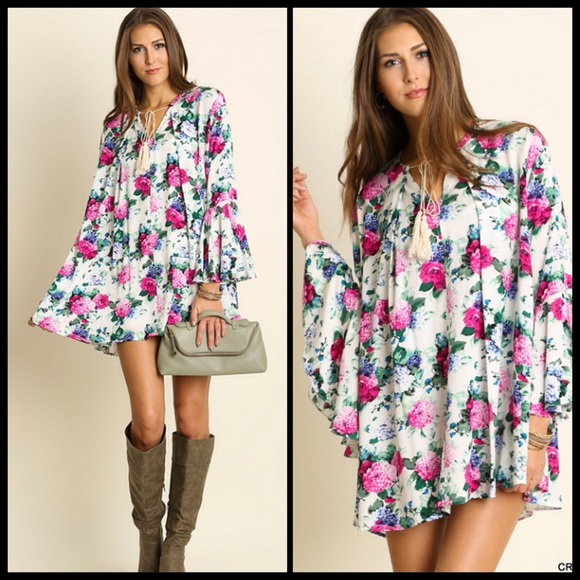 ❣LAST-L/XL❣ Gorgeous Floral Loose Swing Mini Dress - Picture 2 of 3