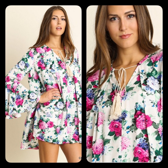 ❣LAST-L/XL❣ Gorgeous Floral Loose Swing Mini Dress - Picture 3 of 3