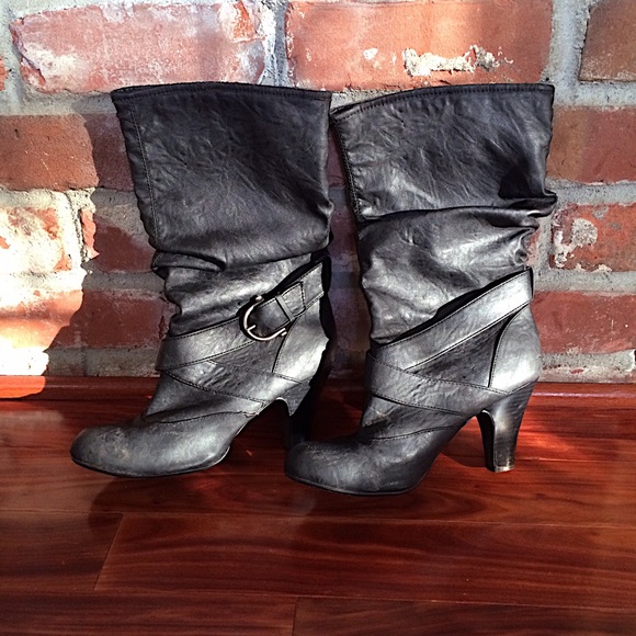 Vegan Leather Slouch Boots