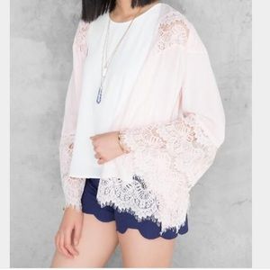 Francesca's Pink Lace Kimono