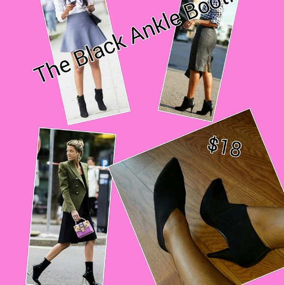 Black stretch ankle booties