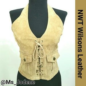 🍒HP🍒 WILSONS LEATHER-NWT Tan Suede Halter Vest