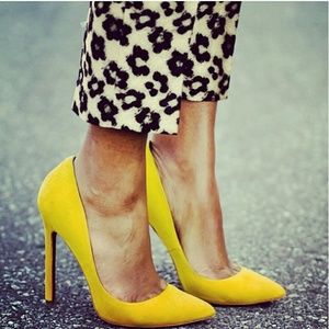 Lauren Marinis Shoes - GILDA Yellow Suede Pumps Lauren Marinis Shoes - GILDA Yellow Suede Pumps