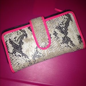 Snakeskin Pink Trim Wallet