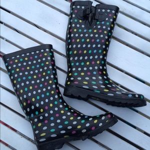Polka dot rain boots