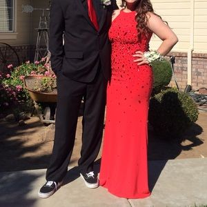 Red sparkly prom dress