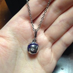 Designer inspired silver Crystal globe necklace
