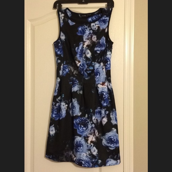 Blue Flower Printed Evening Dress - Picture 1 of 1