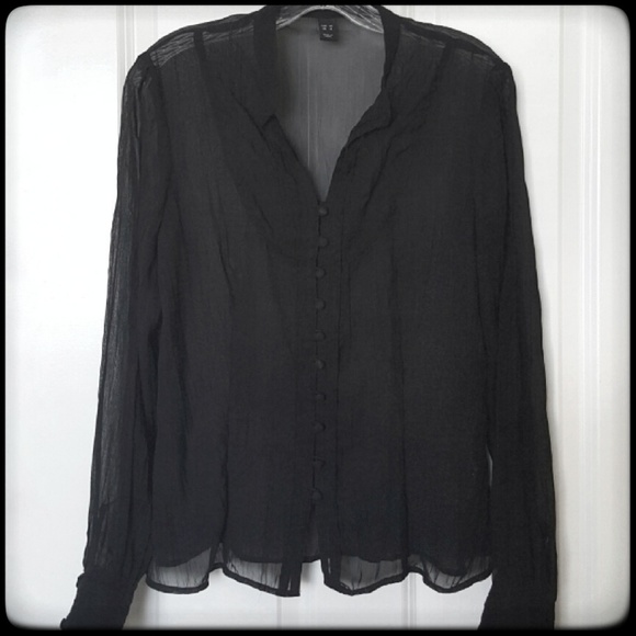 H&M Tops - Sheer black button up blouse EUC