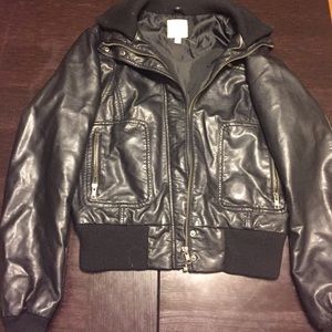 Faux leather bomber jacket