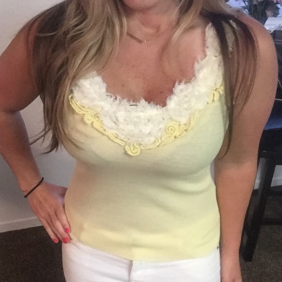 a.n.a Tops - Yellow ruffle tank