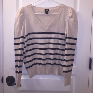 Cream and navy striped sweater